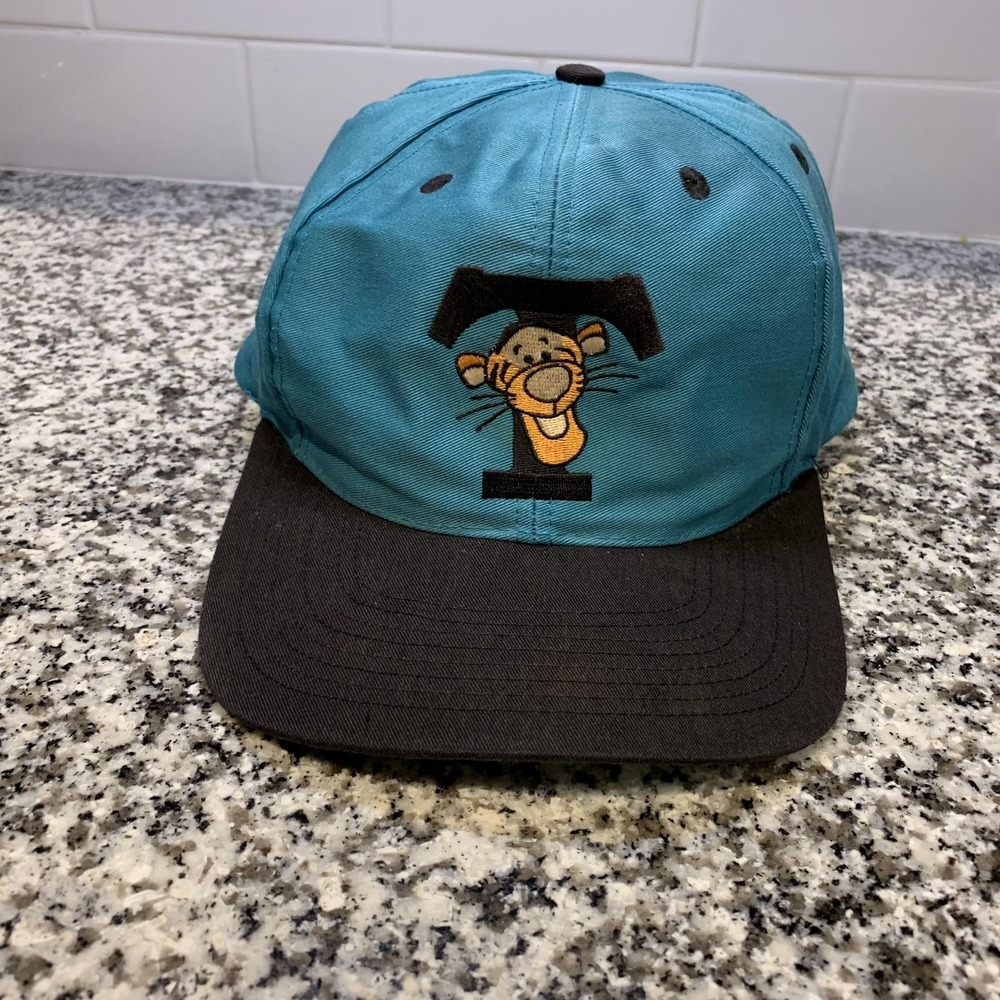 Vintage Disney Store Tigger Hat Cap Snap Back One Size Blue Cartoon Pooh Mens